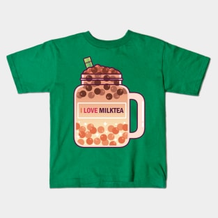 I Love Milktea Kids T-Shirt